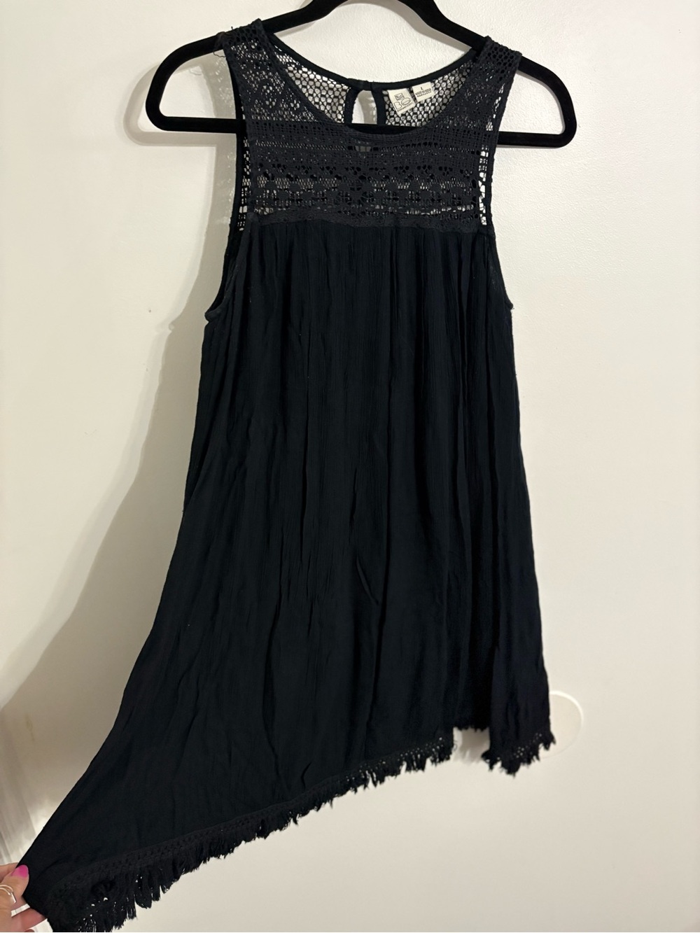 Beach By Exist Black Open-Knit Crochet Dress Size Large